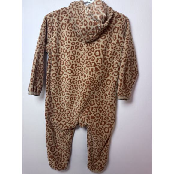 Kuling Northpole fleece One Piece Romper With Hood Leopard Print 12-18 Months - Picture 3 of 12